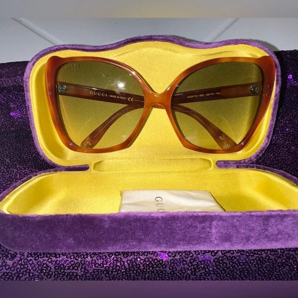 GUCCI SUNGLASSES - BRAND NEW / NEVER WORN Women's Orange /brown Sunglasses - Picture 1 of 6